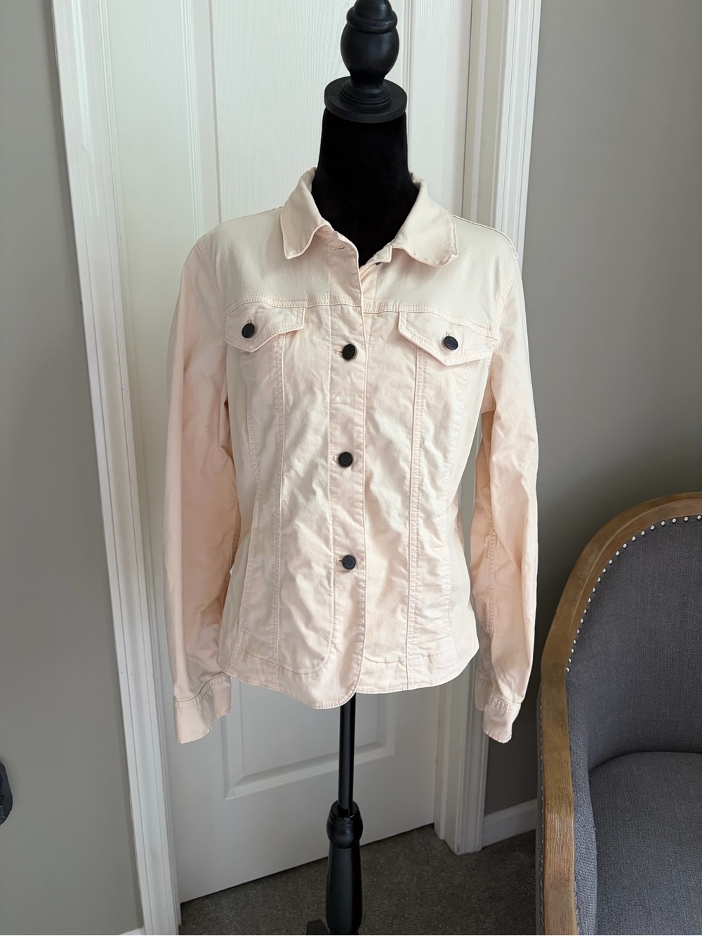 Talbots Cream Denim Jacket with Button Front